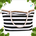 Striped Beach Bag Black CJ Dropshipping Beach Tote
