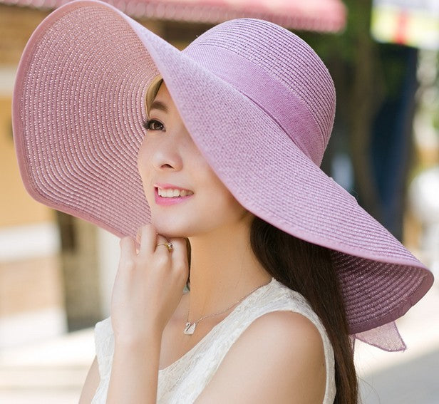 Large Floppy Folding Lavender Beach Hat