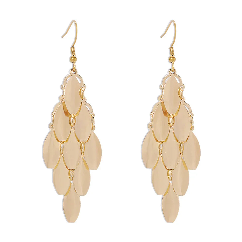 Long Gold Tassel Chandelier Earrings Gold Bazaare Mart Gold Drop Fish Scale Earrings