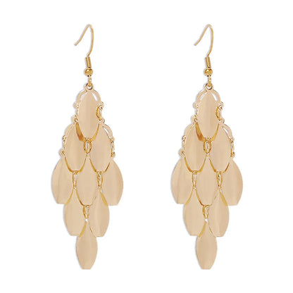 Long Gold Tassel Chandelier Earrings Gold Bazaare Mart Gold Drop Fish Scale Earrings