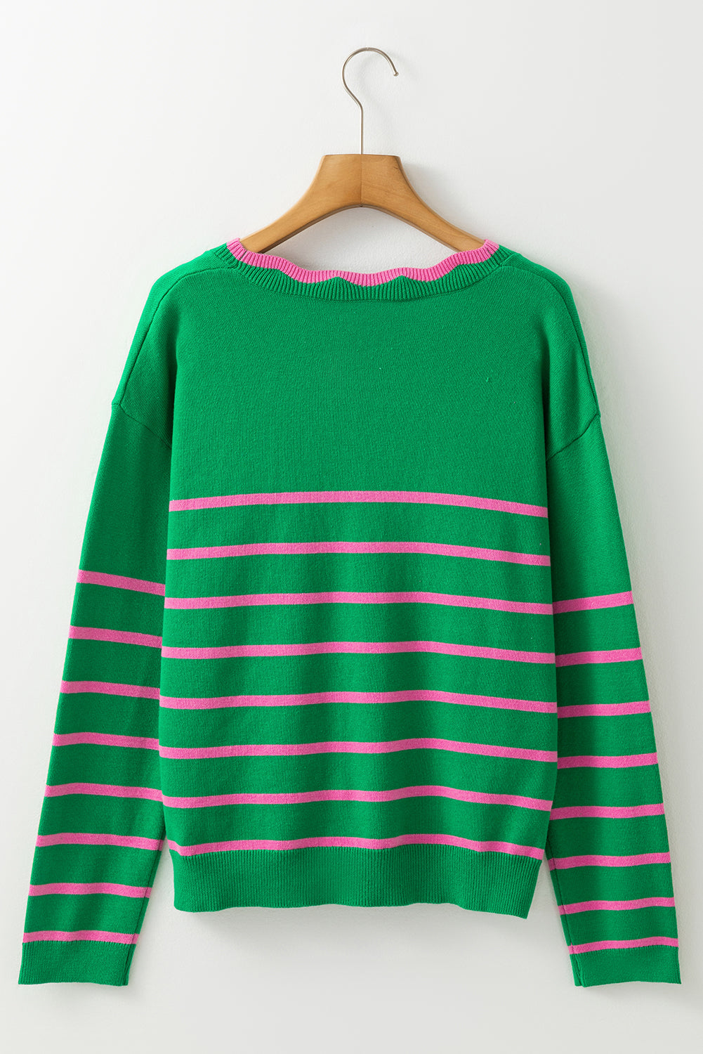 Green Stripe Bow Detail Cardigan