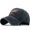 Washed Distressed USA Flag Baseball Cap Black Adjustable Bazaare Mart Flag Cap