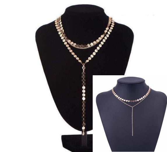 Three Layer Lariat Y Choker Necklace