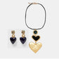 Exaggerated Heart Earrings and Necklace A5style Bazaare Mart Black Heart Necklace Set