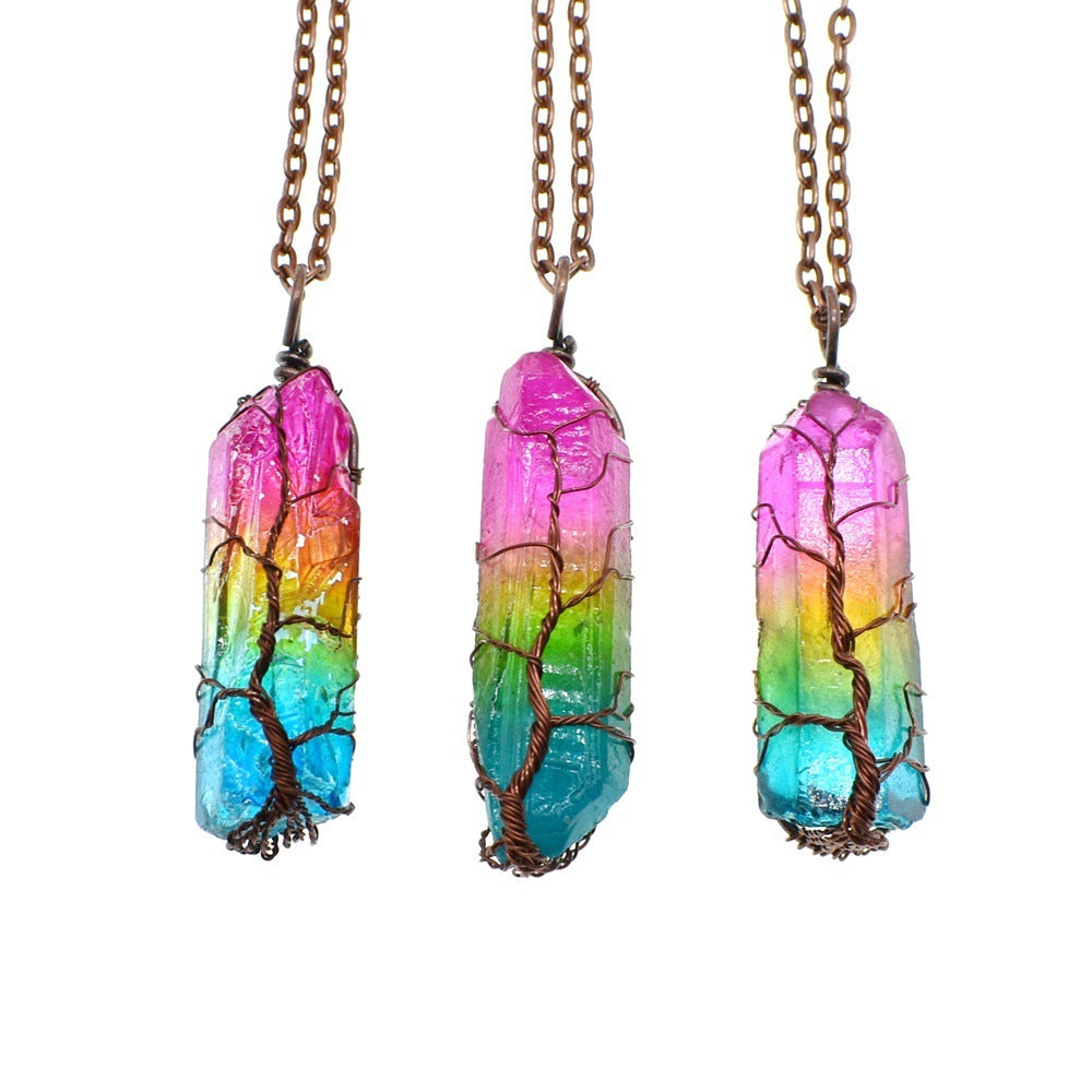 Crystal Pillar Tree Of Life Necklace