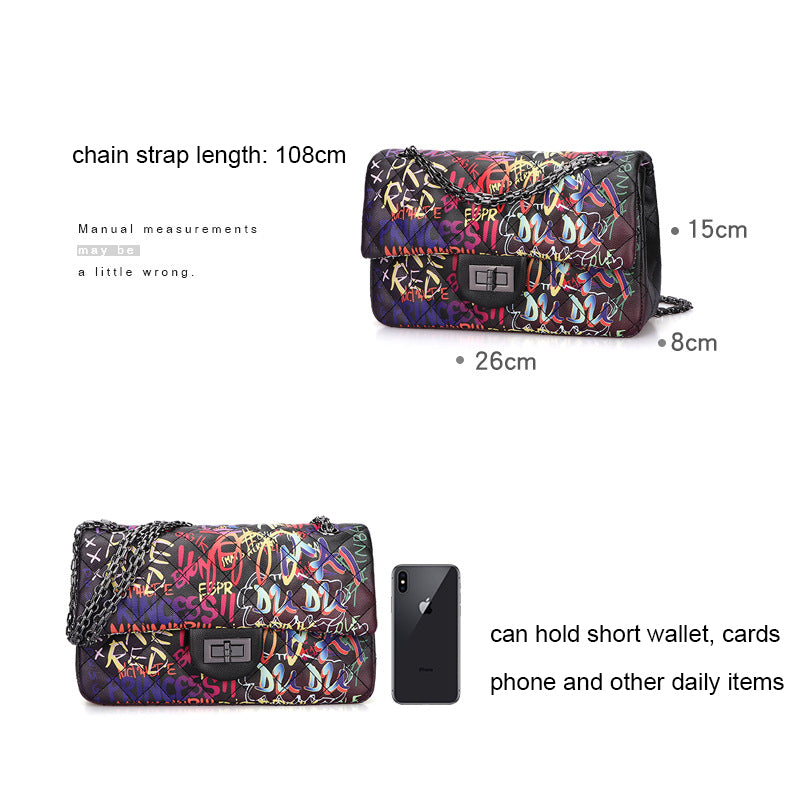 Graffiti Rhombus Chain Purse - Bazaare Mart