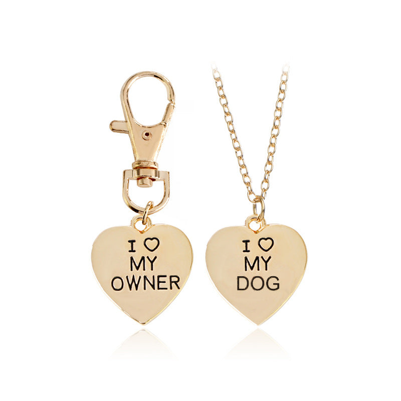 I Love My Owner Collar, I love My Dog Necklace Set