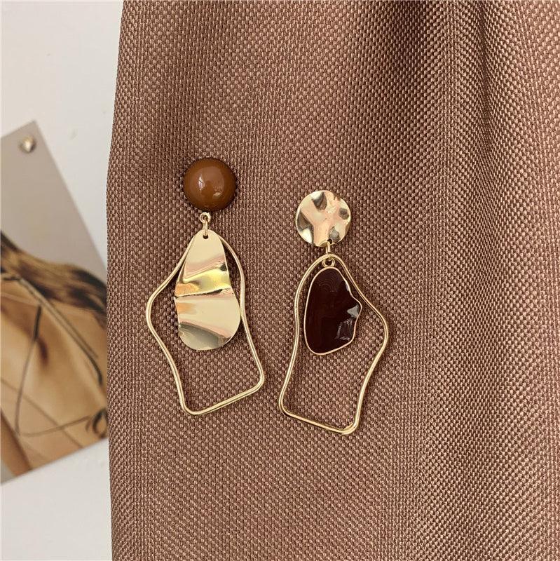 Goldtone Asymmetric Irregular Earrings Bazaare Mart Gold Geo Irregular Earrings