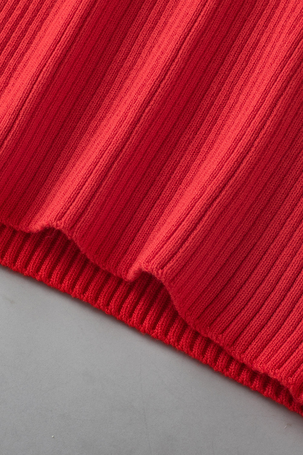 Red Colorblock Edge Ribbed Knit U Neck Tank Top