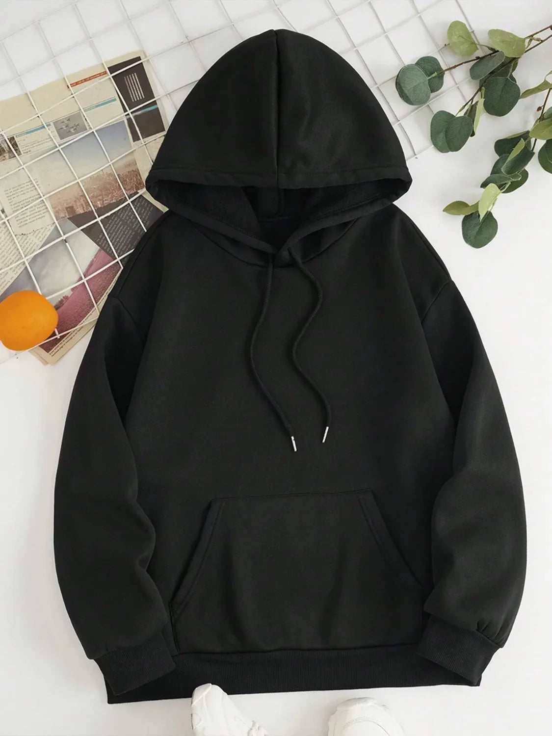 Plain Dropped Shoulder Hoodie Trendsi Drawstring Dropped Shoulder Hoodie