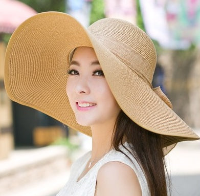 Large Floppy Folding Tan Beach Hat