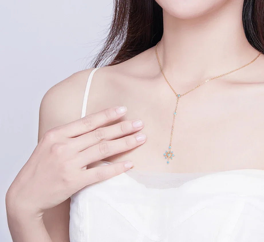 Blue Star Y Necklace