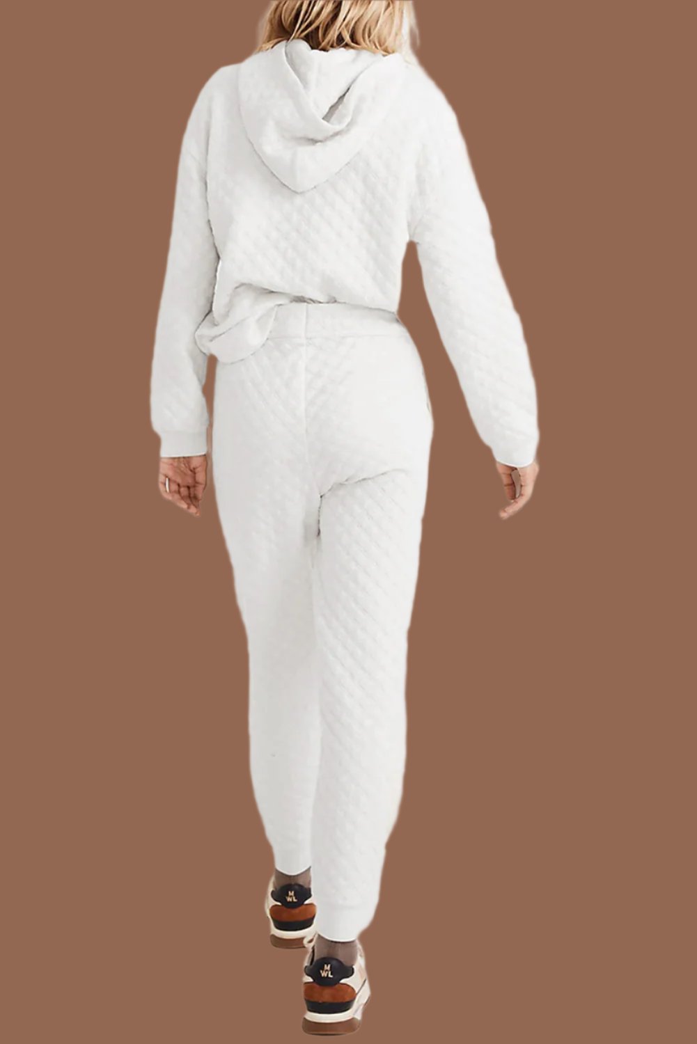 White Quilted Hoodie and Sweatpants Set