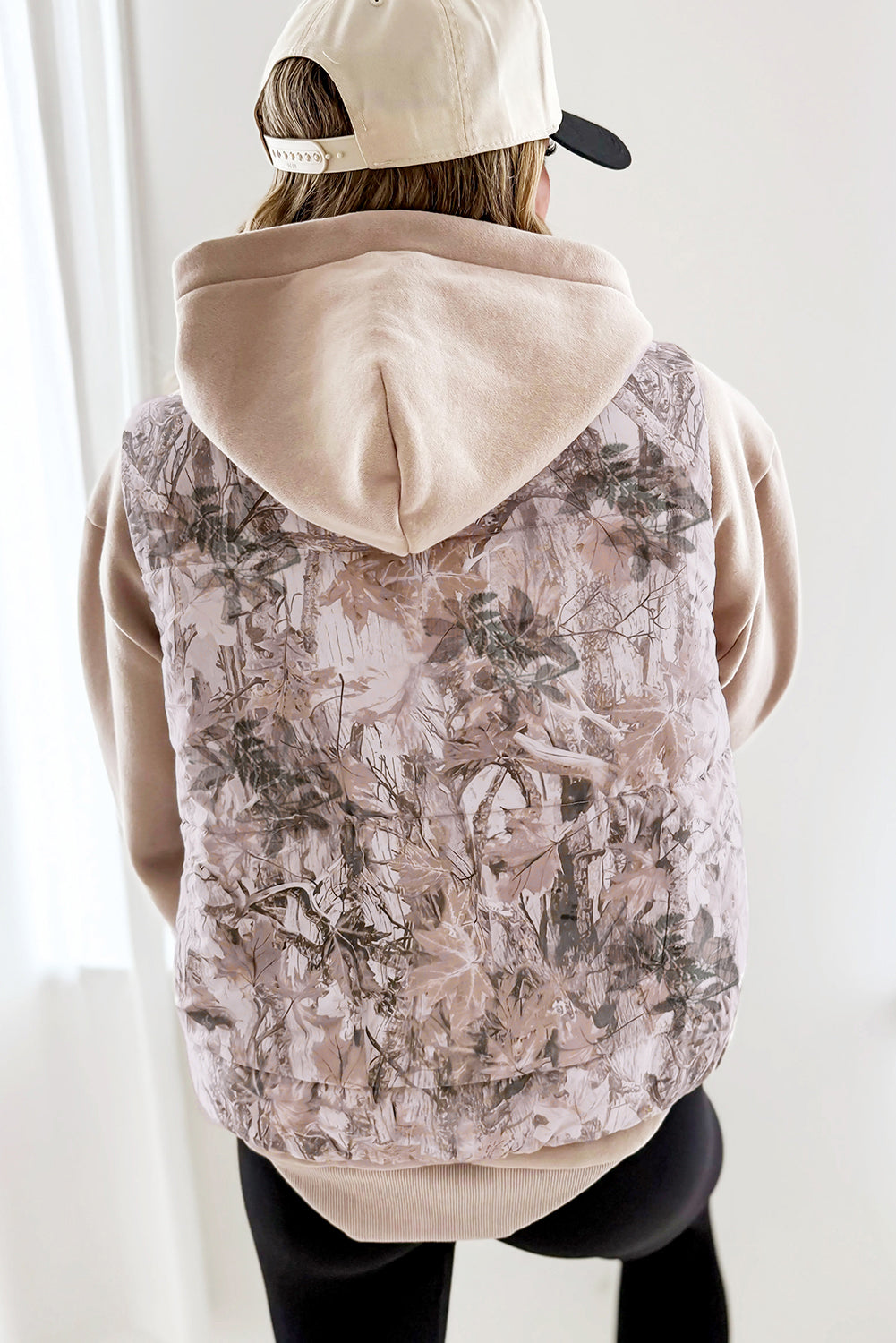 Fleece Leaf Print Winter Vest Bazaare Mart Outerwear/Vests