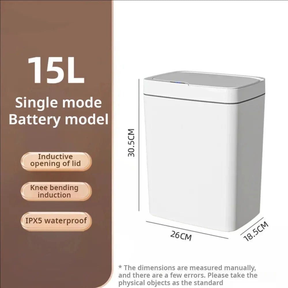 15L Smart Auto Bathroom Trash Can - Bazaare Mart