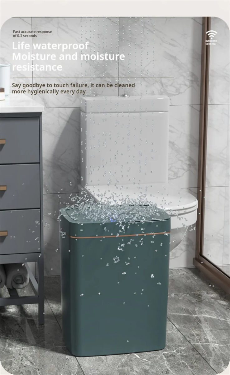 15L Smart Auto Bathroom Trash Can - Bazaare Mart