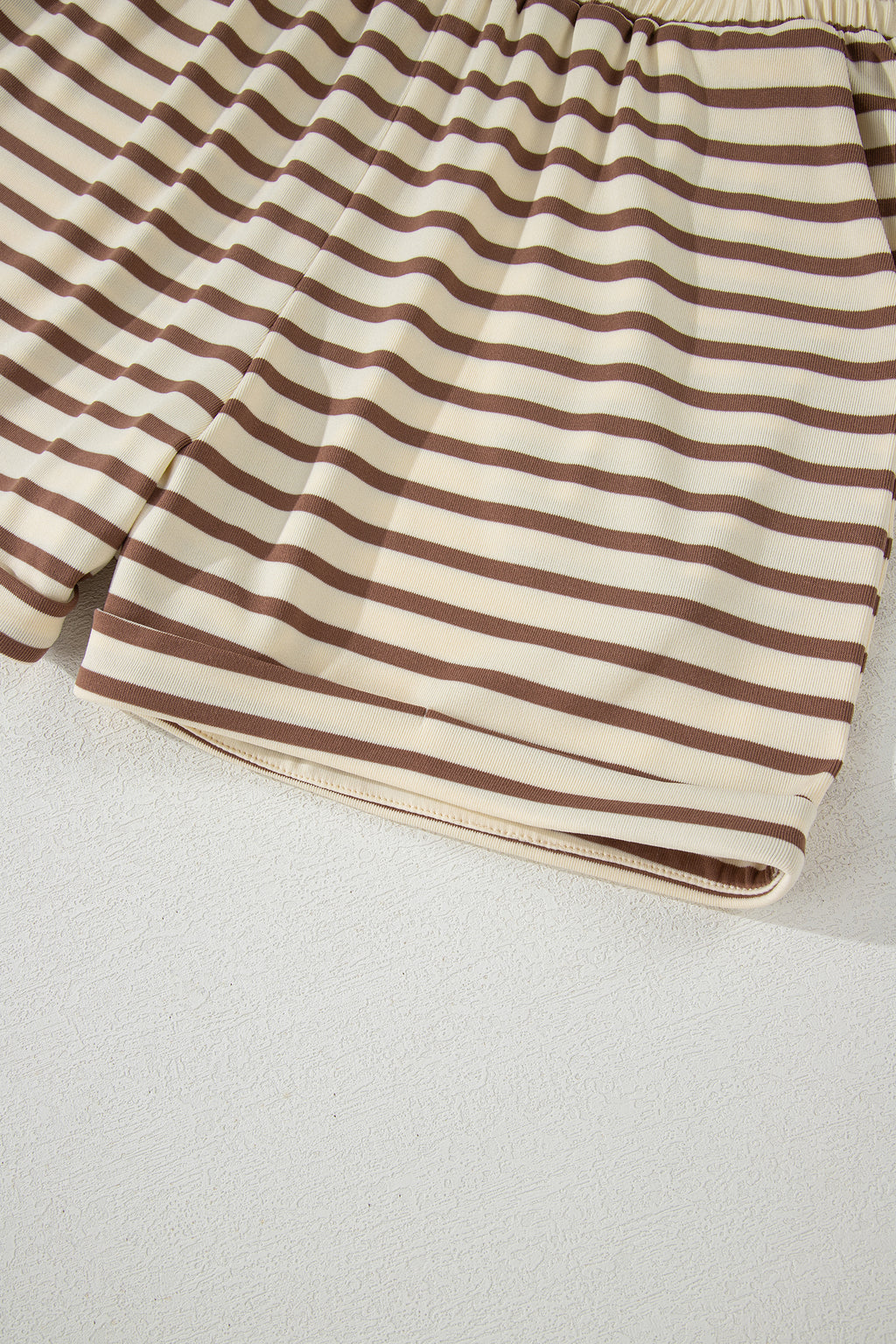 Brown Stripe Half Buttons Top and Shorts Set Dear-Lover Dropshipping Two Piece Sets/Short Sets