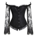 Steampunk Gothic Lace Off-Shoulder Corset Bustier Top Black CJ Dropshipping Gothic B&W Blouse