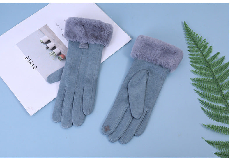 Women's Suede and Fur Gloves