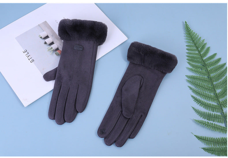 Women's Suede and Fur Gloves