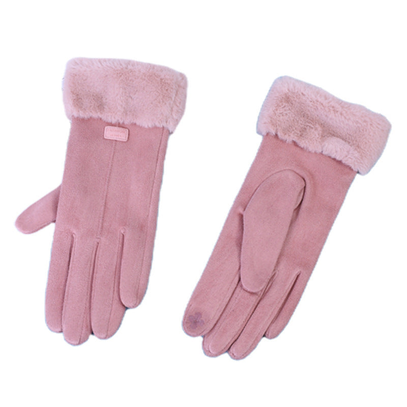 Women's Suede and Fur Gloves