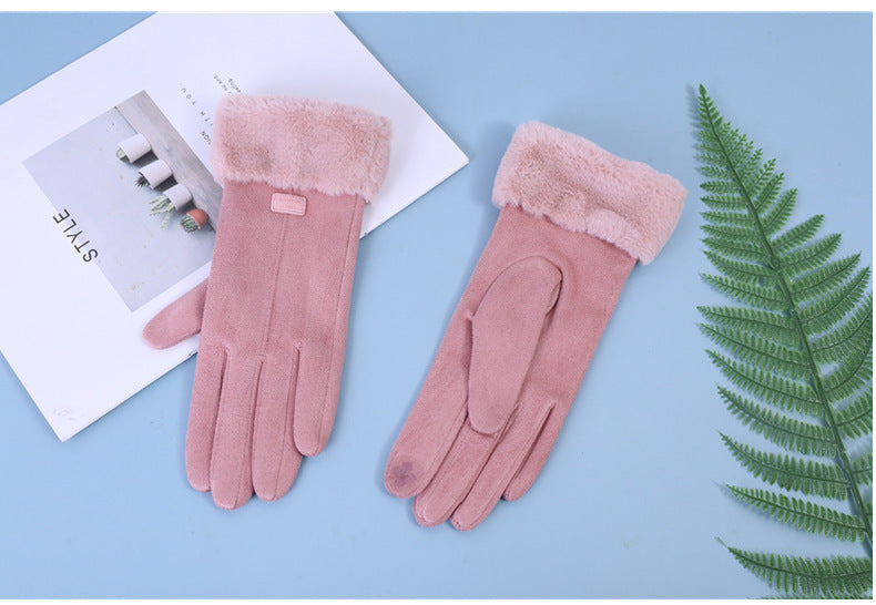 Women's Suede and Fur Gloves