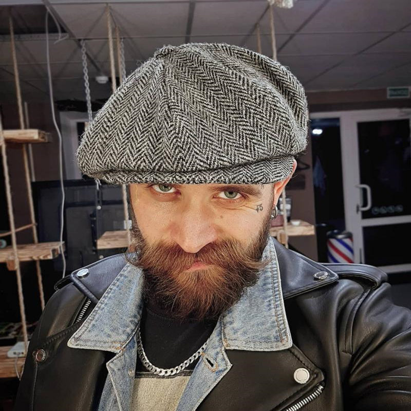 Men's Wool Herringbone Newsboy Cap