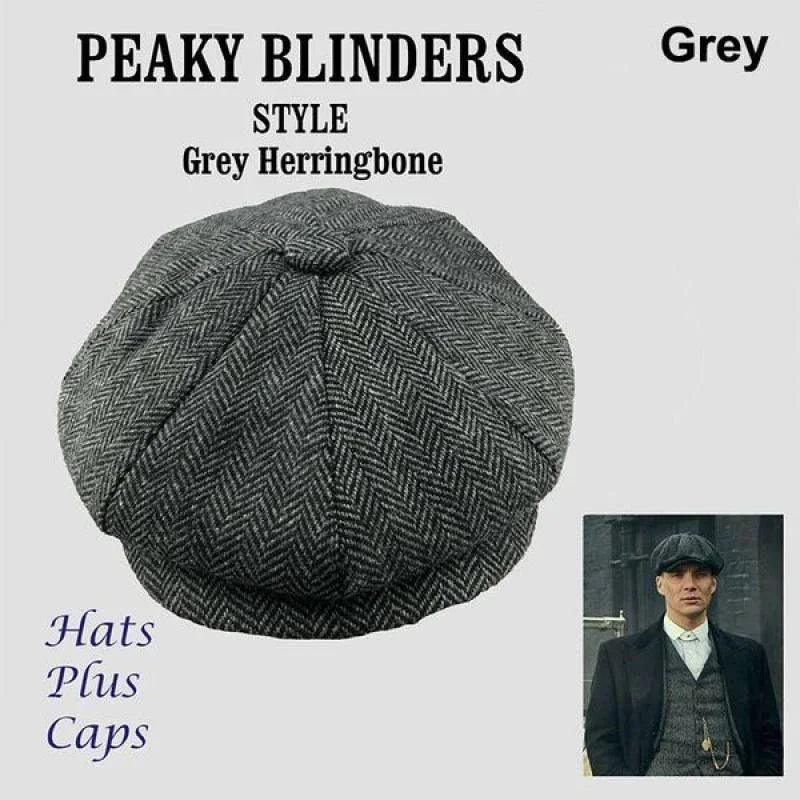 Men's Wool Herringbone Newsboy Cap Grey Bazaare Mart News Boy Cap