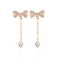 Dainty Bowknot Tassel Earrings White gold Bazarre Mart Gold Bow Dangle Earrings
