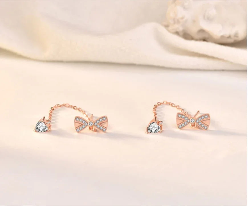 Dainty Bowknot Tassel Earrings Bazarre Mart Gold Bow Dangle Earrings