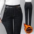 Fall And Winter Stretch High-Rise Skinny Jeans Black thick Bazaare Mart Stretchy Pencil Jeans