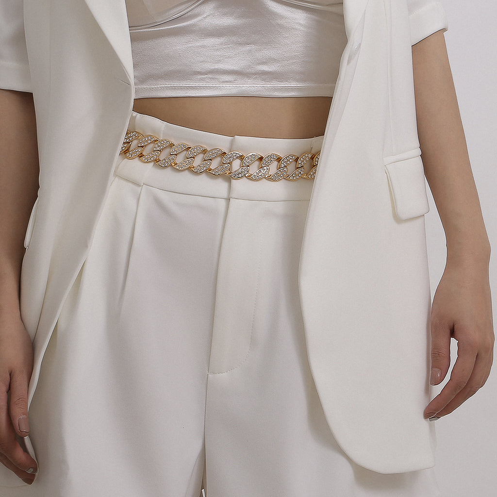 Gold and Zircon Serpentine Waist Chain Belt