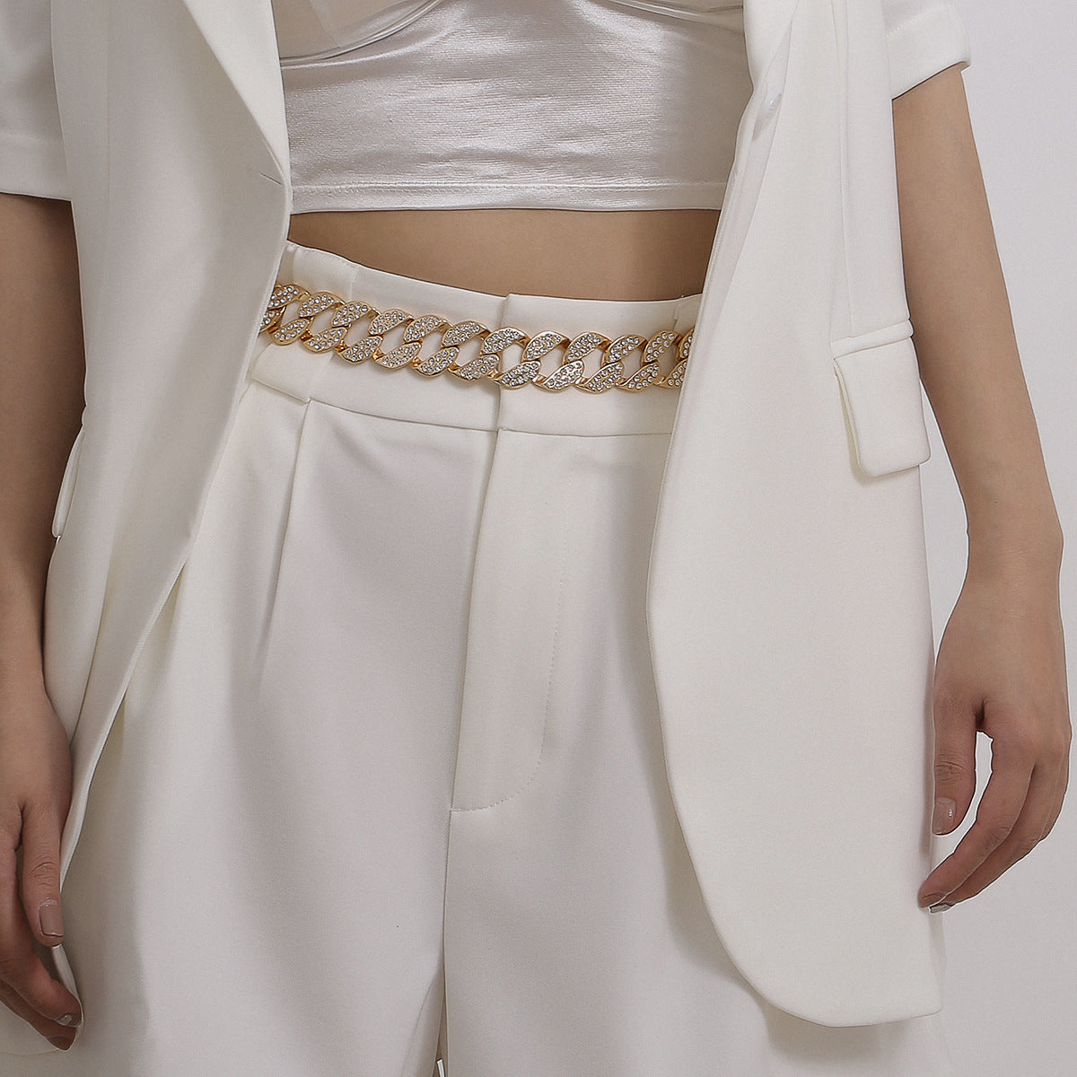 Gold and Zircon Serpentine Waist Chain Belt