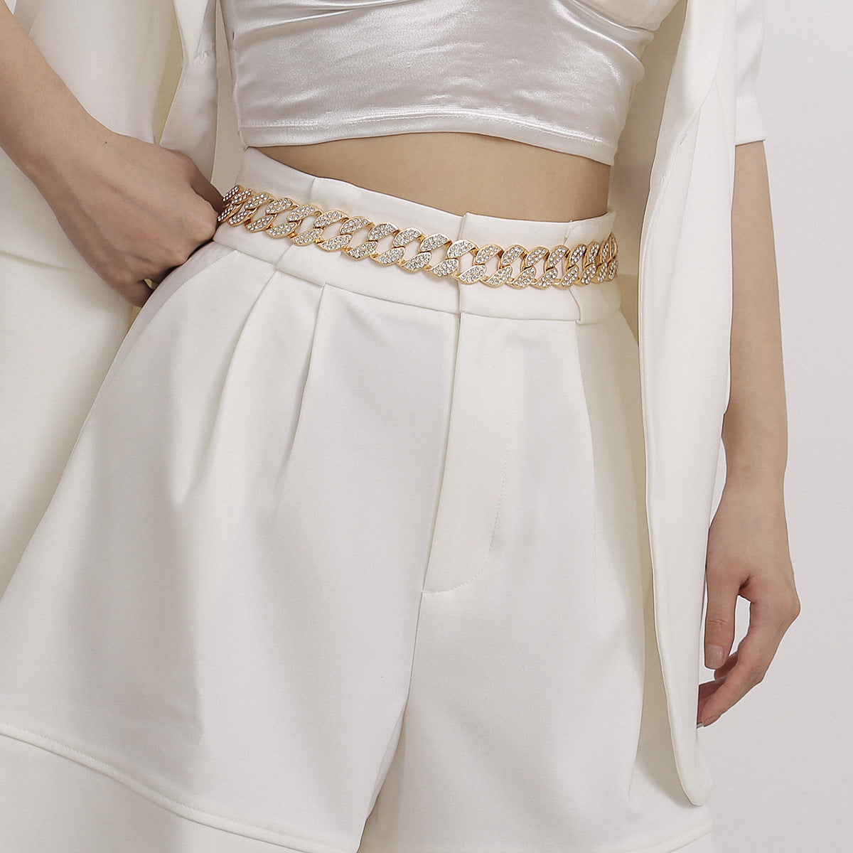Gold and Zircon Serpentine Waist Chain Belt
