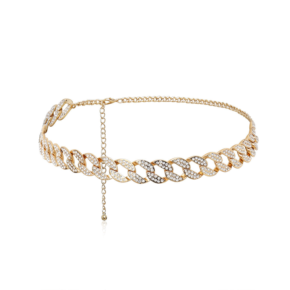 Gold and Zircon Serpentine Waist Chain Belt