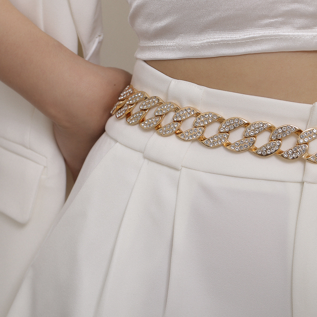 Gold and Zircon Serpentine Waist Chain Belt