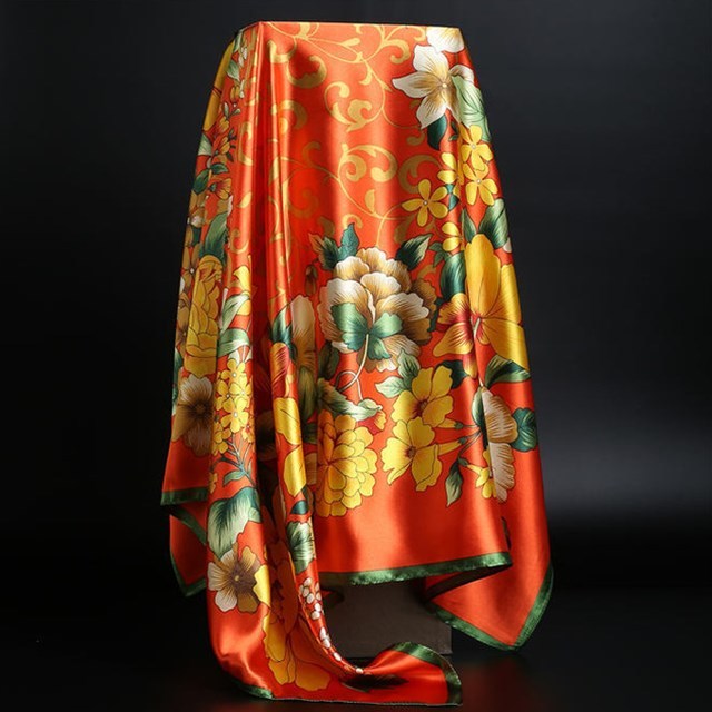 Orange Floral Scarf