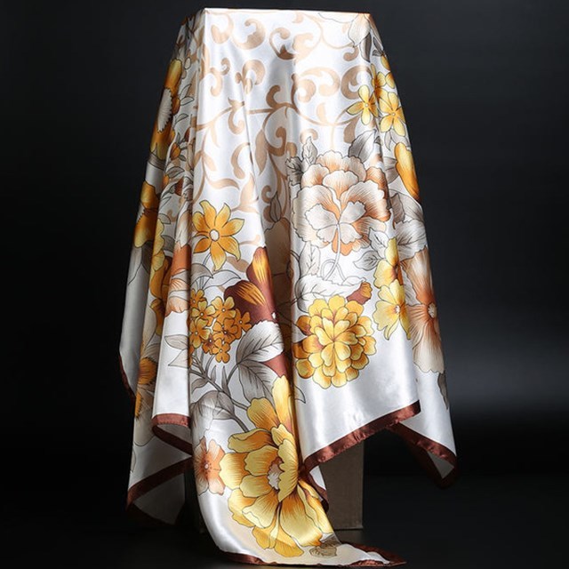 White Floral Scarf