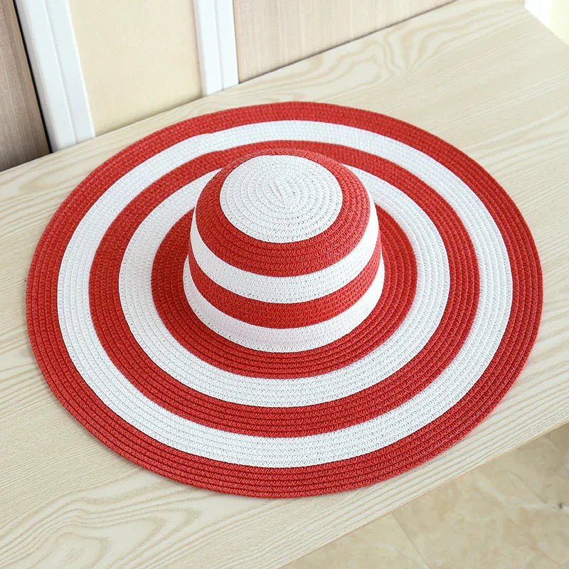 Striped Beach Hat Red Bazaare Mart Striped Beach Hat