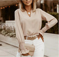 Ladies V-Neck Pullover Long-Sleeved Blouse Apricot Bazarre Mart Long Sleeve Lady's Blouse