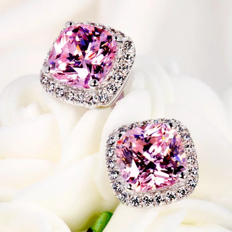 Square Halo Stud Earrings