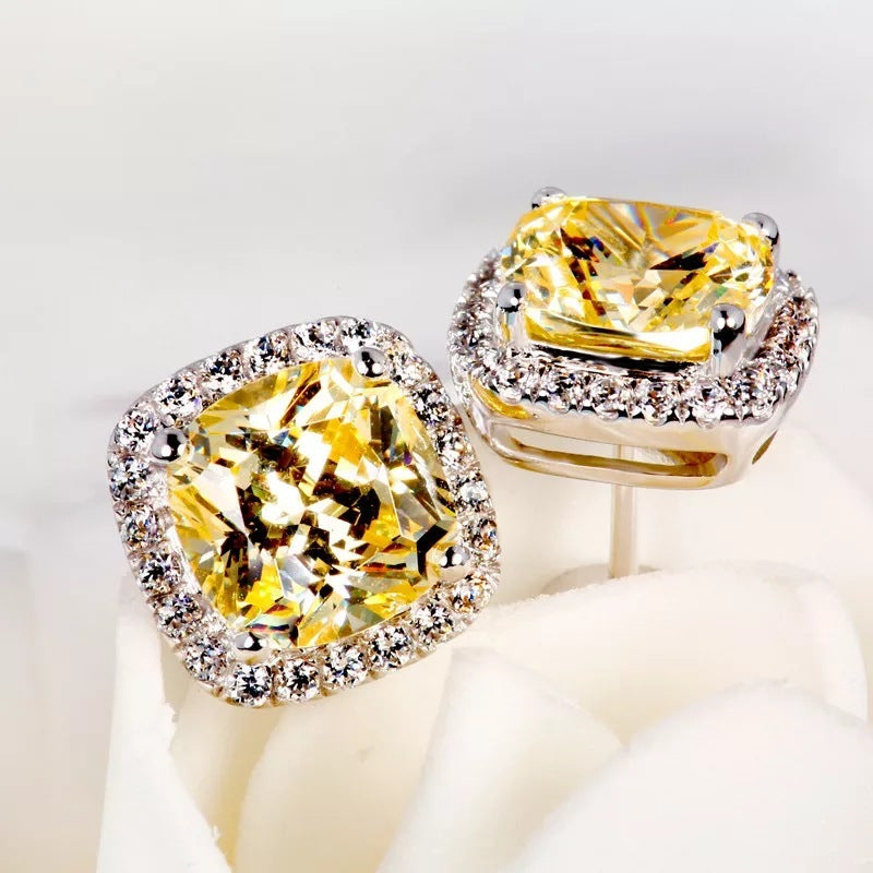 Square Halo Stud Earrings