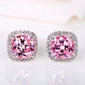 Square Halo Stud Earrings Pink Bazaare Mart Pink Square Stud Earrings