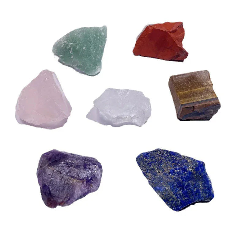 Seven Chakra Natural Crystal Rough Stones A set of 7 free bags Bazaare Mart Healing Crystals