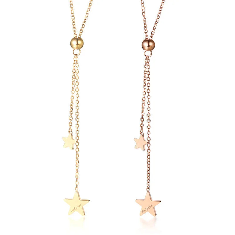 Stainless Steel Tassel Star Necklace