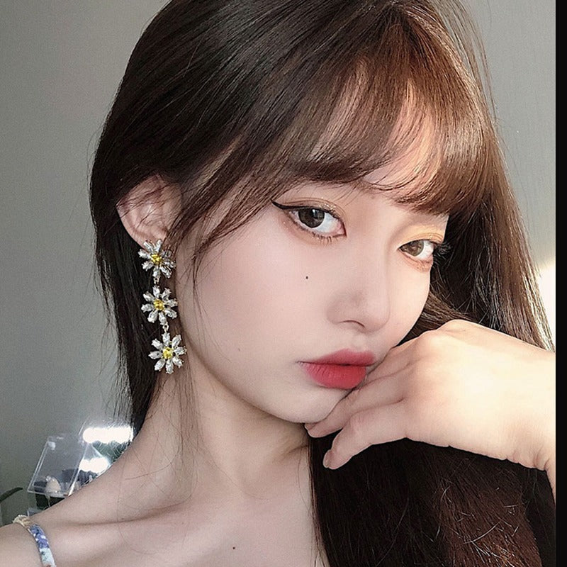 Rhinestone Daisy Earrings