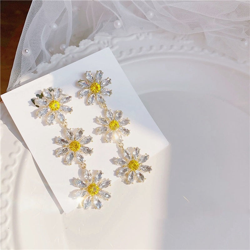 Rhinestone Daisy Earrings