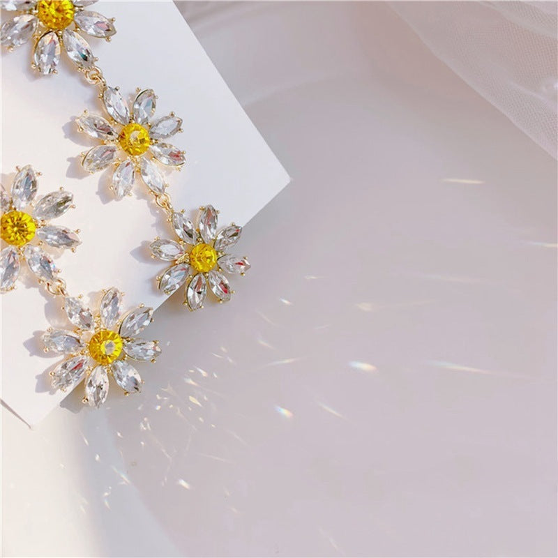Rhinestone Daisy Earrings
