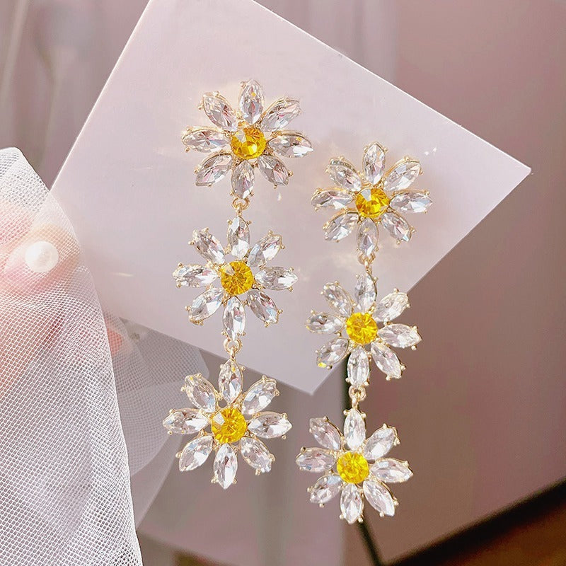 Rhinestone Daisy Earrings