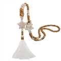 White Tassel Wooden Bead Long Star Necklace N2366 Bazaare Mart Long Bead Star Necklace